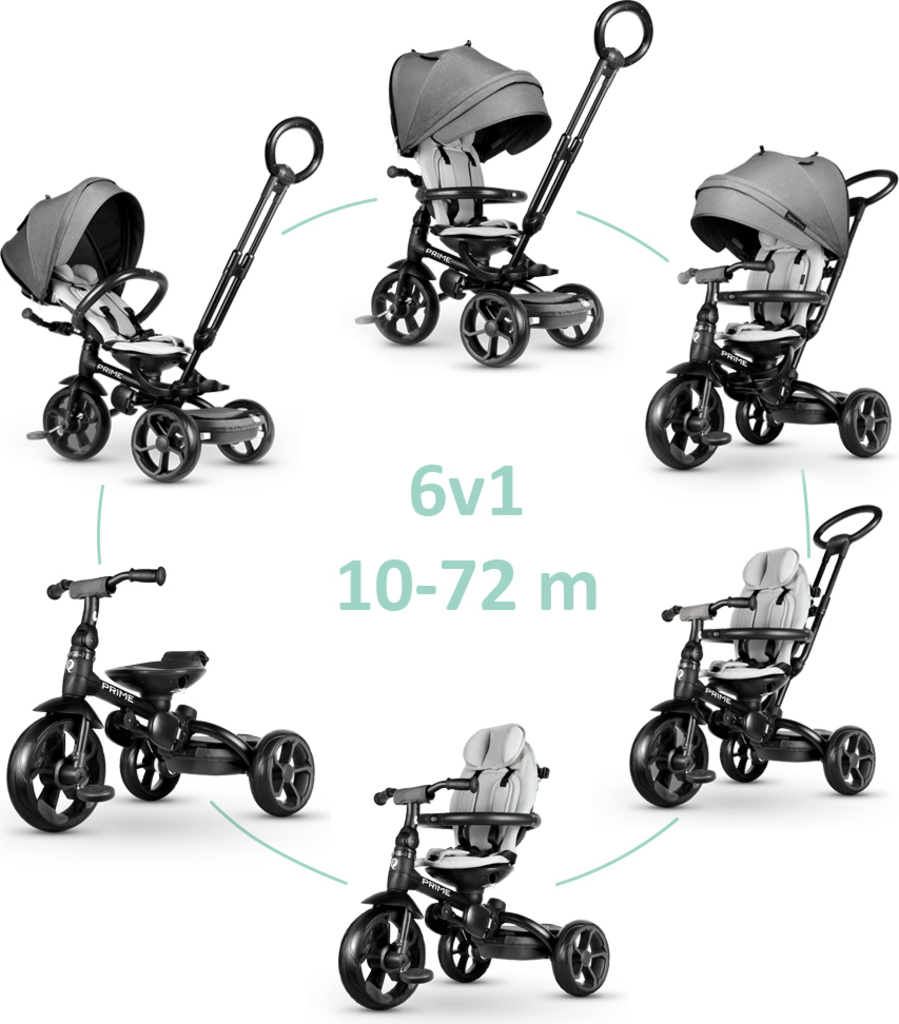 Q play prime 6 in 1 trike black best sale