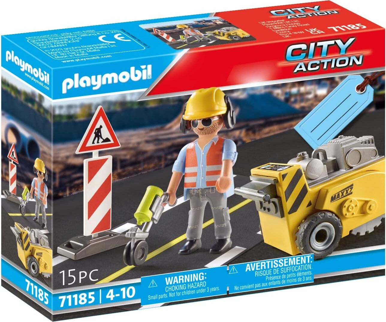 PLAYMOBIL City Action 71185 Trabajador de construccion con fresadora Accion de Ciudad Raijuguetes.es