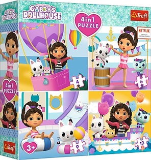 Trefl Puzzle 4v1 – La casa de muñecas de Gabby - Películas, cuentos y ...