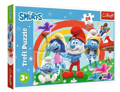 Trefl Puzzle MAXI 24 - Hupikék Törpikék / Törpnap - Gyerek puzzle ...