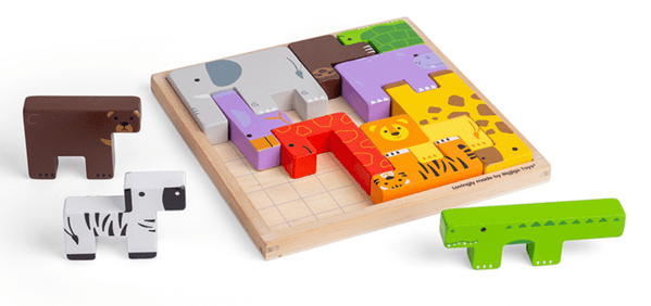 Bigjigs Toys Safari Bilderwürfel-Puzzle Aus Holz – 9 Würfel Für 6 Verschiedene Motive