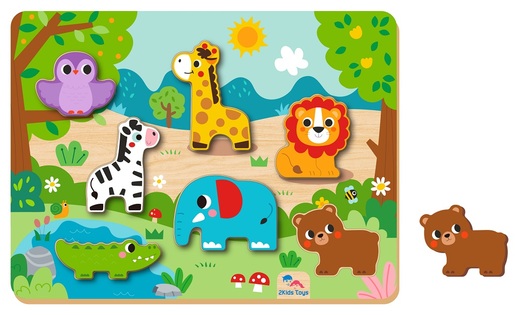 2 Pezzi Incastri in Legno per Bambini,Puzzle per