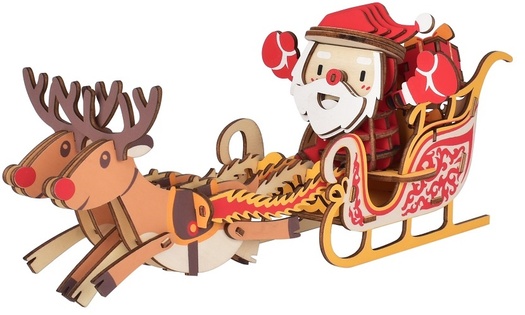 Slitta Di Babbo Natale In Legno Woodcraft Puzzle 3D in legno La slitta di Babbo Natale - Costruzioni di