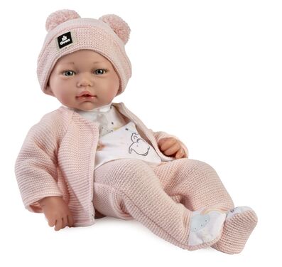 GUCA Baby-Puppe – 46 Cm Weiße Puppe Mit Grauer Jacke Und Mütze (ohne Mechanik)