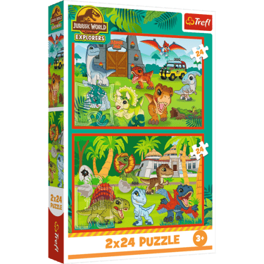 Trefl Puzzle 2x24 Lumea Jurasică / Dinozauri mici - Puzzle pentru