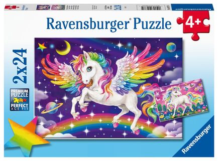 Ravensburger Unicorn și Pegasus 2x24 bucăți - Puzzle pentru copii
