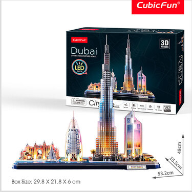 Puzzle 3D LED Dubai Cityline - Maquette à Construire Lumineuse 182 Pièces Pour Adultes Et Enfants Dès 8 Ans