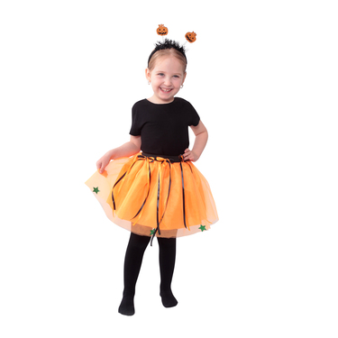 Costume Halloween Fille Jupe Tutu Citrouille - Robe Tutu Avec Bandeau - Tulle Et Satin, Tailles S à L - 8