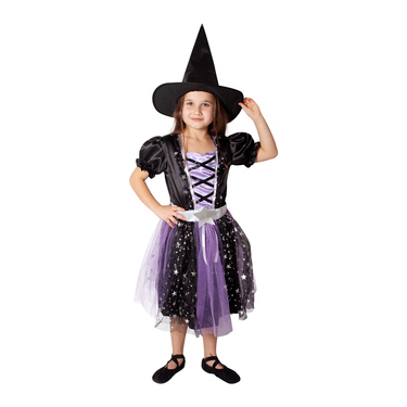 Costume Sorcière Halloween Bébé Fille – Déguisement Magique Avec Jupe Étoilée – Tenue Pour Fêtes, Carnaval Et Cosplay – Taille 2 à 10 Ans