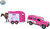 Kids Globe Traffic Land Rover ružový kov s prívesom pre kone 28cm spätný chod