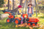 Falk šliapací traktor 2090W Kubota s prednou a zadnou lyžicou a prívesom