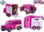 Kids Globe Traffic Land Rover ružový kov s prívesom pre kone 28cm spätný chod