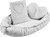 Luxusnest mit Kissen und Decke New Baby aus Minky Herz grau