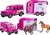 Kids Globe Traffic Land Rover ružový kov s prívesom pre kone 28cm spätný chod