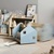 BusyKids Bibliothèque double face sur roulettes bleue