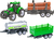 Tracteur 9cm à rétrofriction + 3 remorques