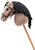 Hobby horse Lady Anne, iapă bej-maro cu gene pe băț, coamă din sfoară