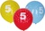 Aufblasbarer Ballon 30cm - 5er Set, mit Nummer 5