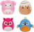 SQUISHMALLOWS Micromallows 4Pack - Mýval, Bigfoot, Ara, Skořicová rolka
