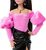 Mattel Barbie DELUXE STYLE Modell rózsaszín vinil szoknyával és fekete felsővel