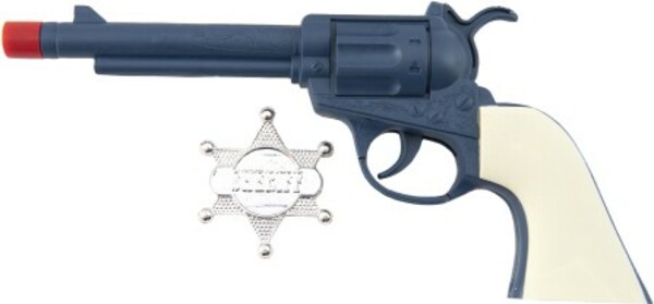 Pistole revolver klapací plast 23x12cm se šerifským odznakem