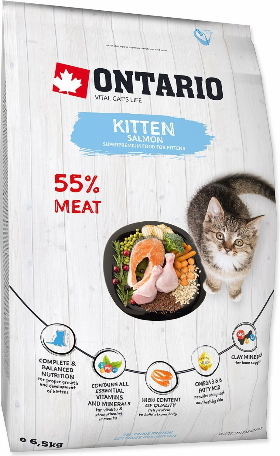Krmivo Ontario Kitten Salmon 6,5kg