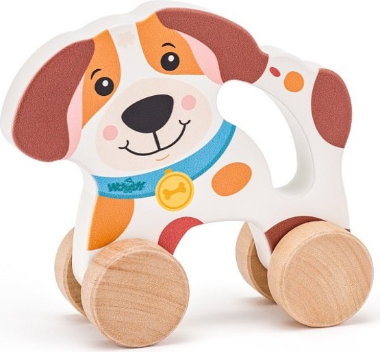 Woody Pes na kolečkách s držadlem