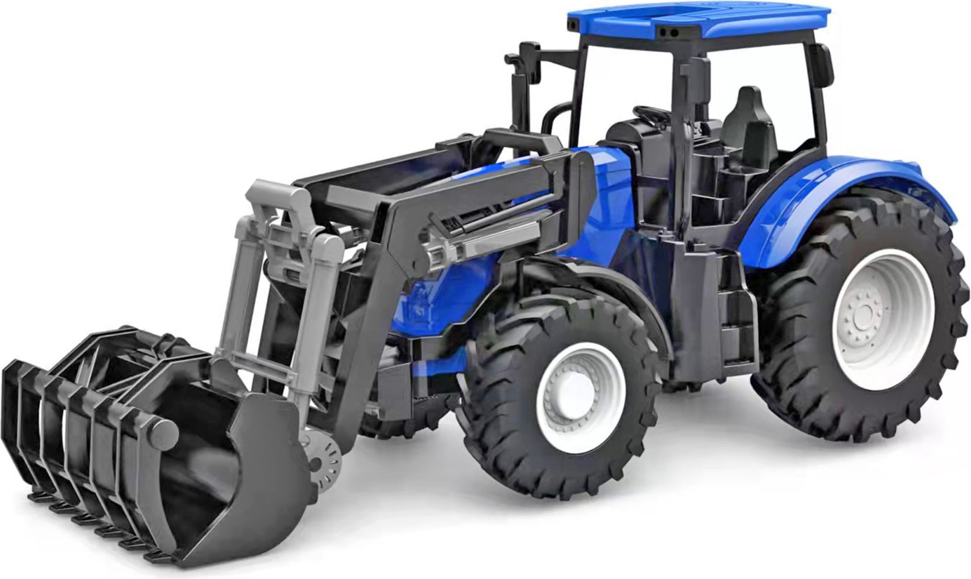Kids Globe traktor modrý s předním nakladačem volný chod 27cm