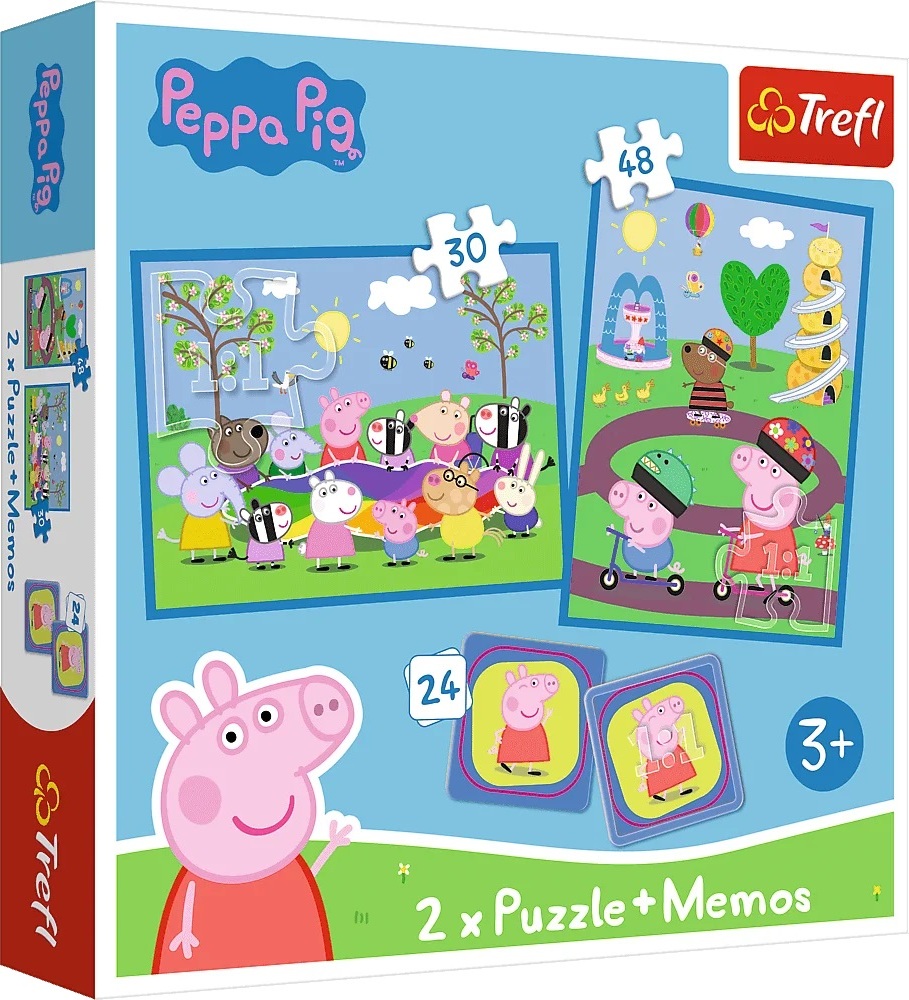 Trefl Puzzle 2v1 + pexeso - Šťastné chvíle s prasátkem Peppa / Peppa Pig