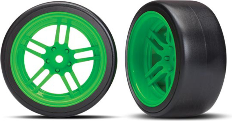 Traxxas kolo 1.9", disk split-spoke zelený, pneu Drift (2) (zadní)