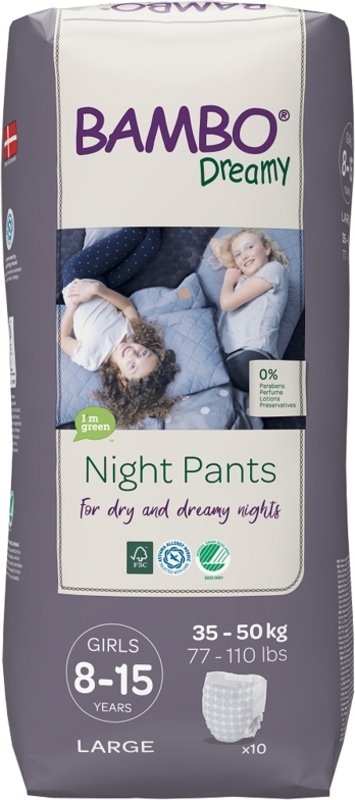 BAMBO Dreamy Night Pants Kalhotky plenkové jednorázové Girls 8-15 let (35-50 kg) 10 ks