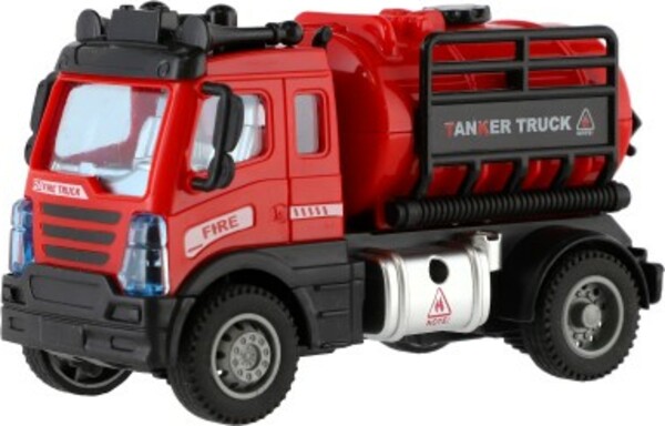 Auto hasiči s cisternou plast 12cm pro zpětné natažení, 17x12x8cm