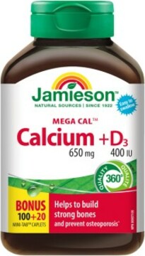 Jamieson Mega Cal™ vápník 650mg s vitamínem D3 400 IU 120 tablet