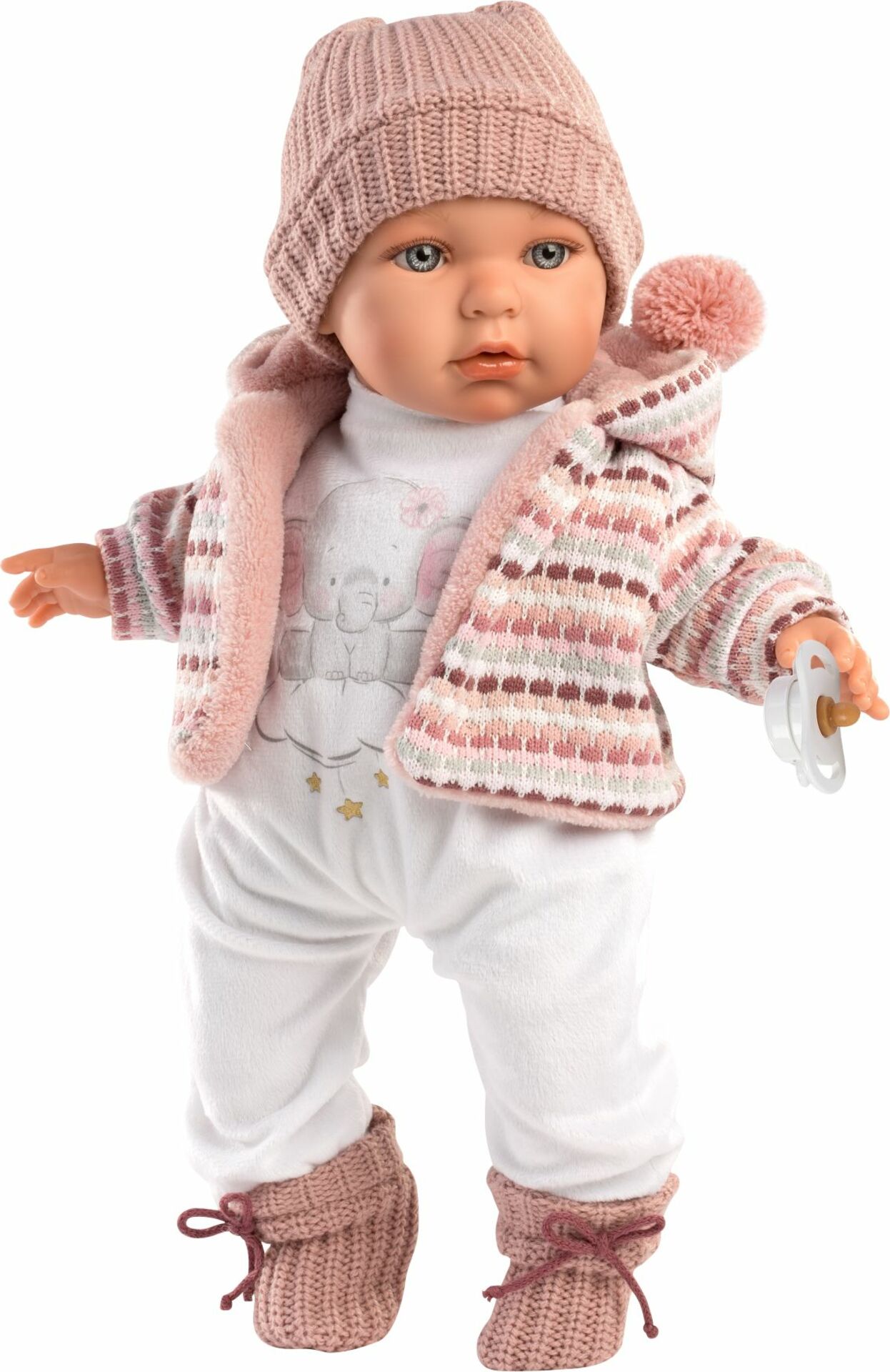 Llorens 42406 BABY JULIA - realistická panenka se zvuky a měkkým látkovým tělem - 42 cm