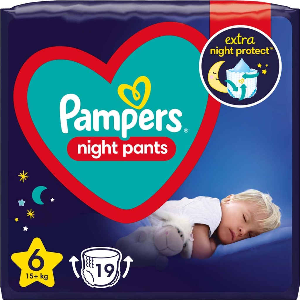 PAMPERS Night Pants Velikost 6, 19 ks, 15 kg+