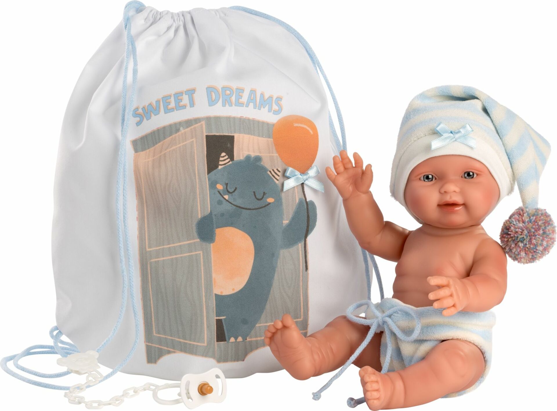 Llorens 26313 NEW BORN CHLAPEK - realistická panenka miminko s celovinylovým tělem - 26