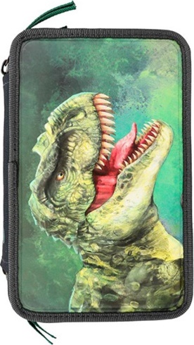 Penál s výbavou Dino World, Detail hlavy T-Rexe, třípatrový