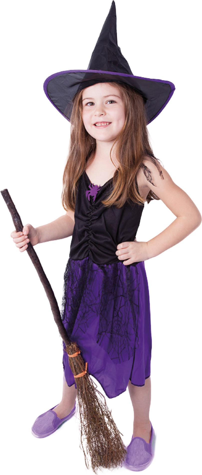 Dětský kostým čarodějnice fialová s kloboukem (S)