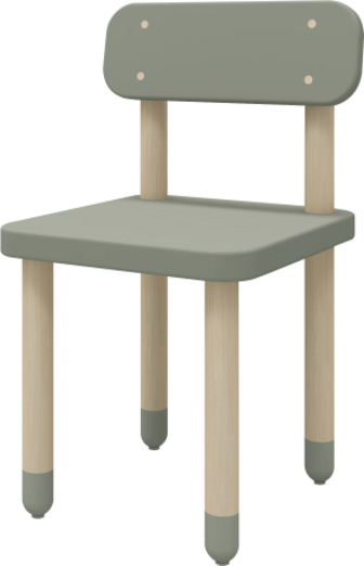 Flexa Dřevěná židle s opěradlem pro děti šedozelená Dots