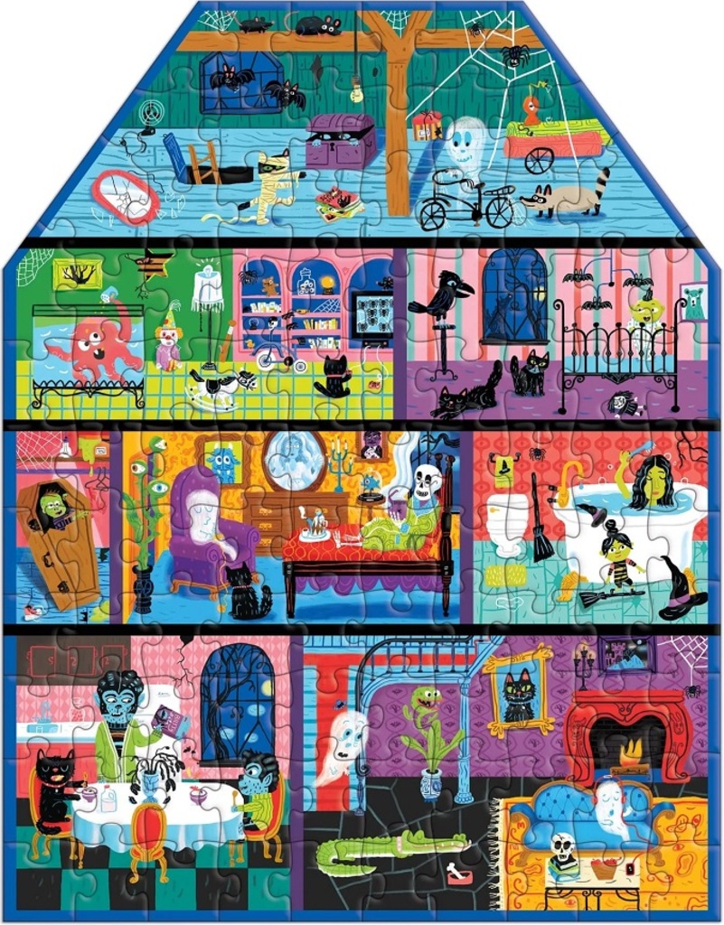 Mudpuppy Strašidelný dům - puzzle ve tvaru domu 100 dílů
