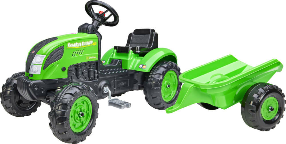 Falk Šliapací traktor 2057L Country Farmer s prívesom - zelený