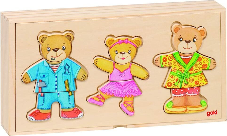 Kombinační dřevěné puzzle Obleč medvídků!