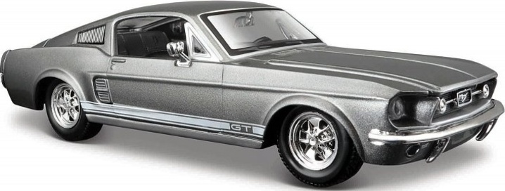 Maisto - 1967 Ford Mustang GT, metal šedý, 1:24