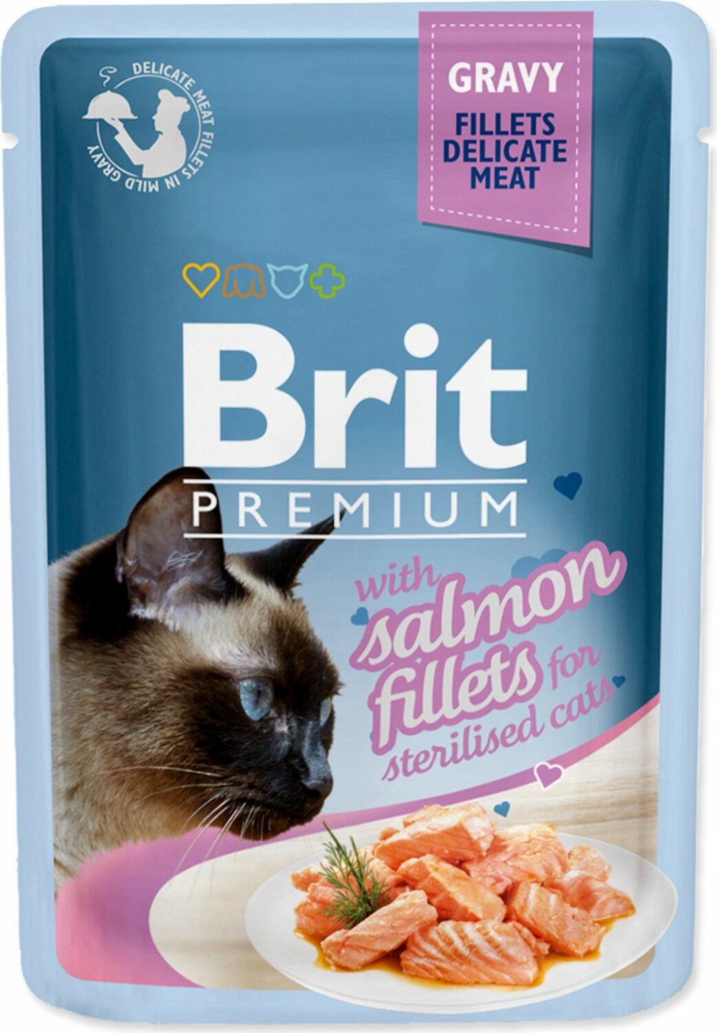Kapsička Brit Premium Cat Sterilisod losos, filety v omáčce 85g