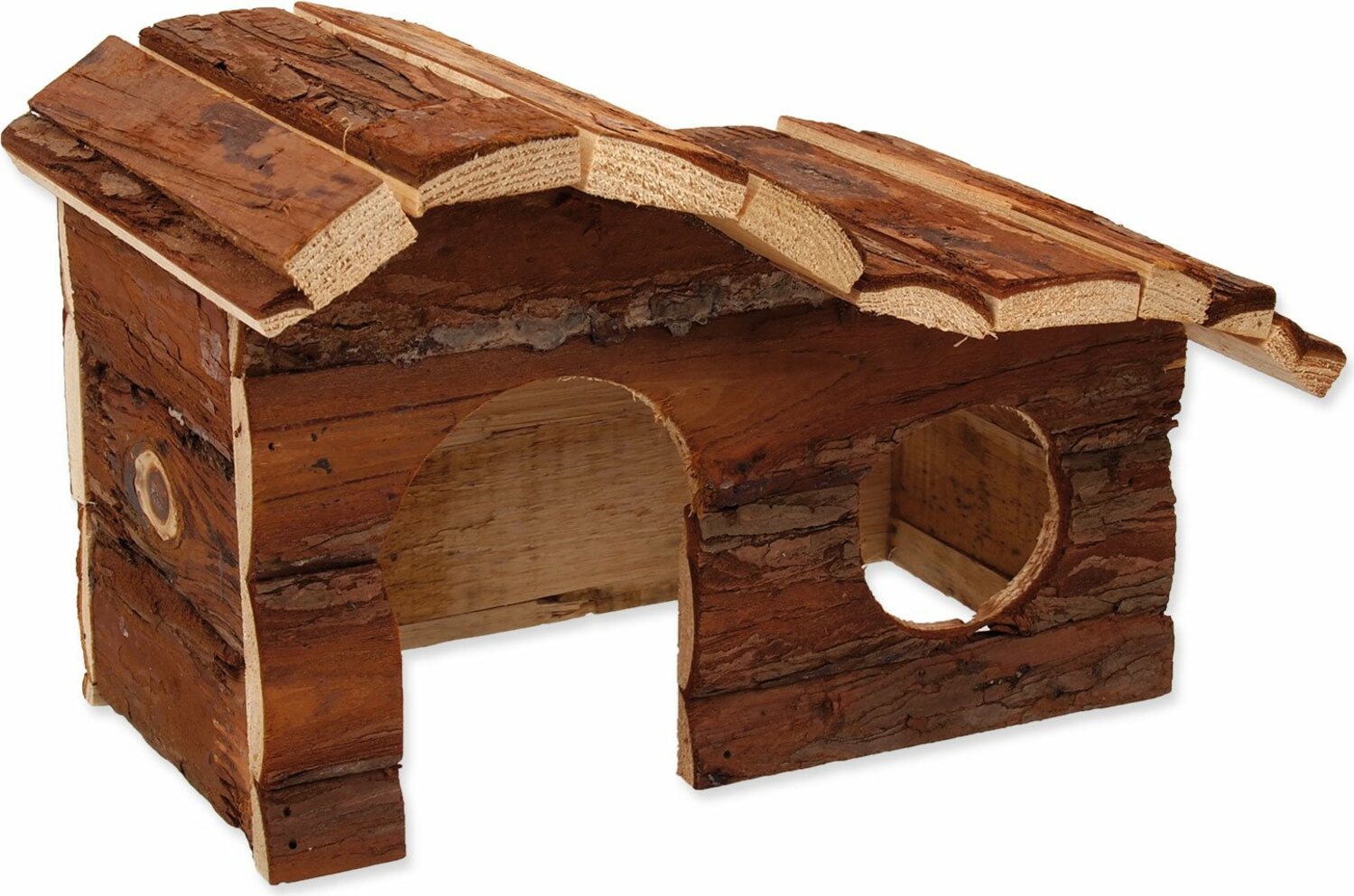 Domeček Small Animals Kaskada dřevěný s kůrou 26,5x16x13,5cm