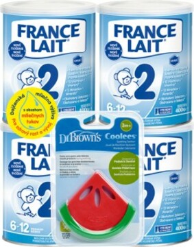 France Lait 2 následná mléčná kojenecká výživa od 6-12 měsíců 4x400g + kousátko