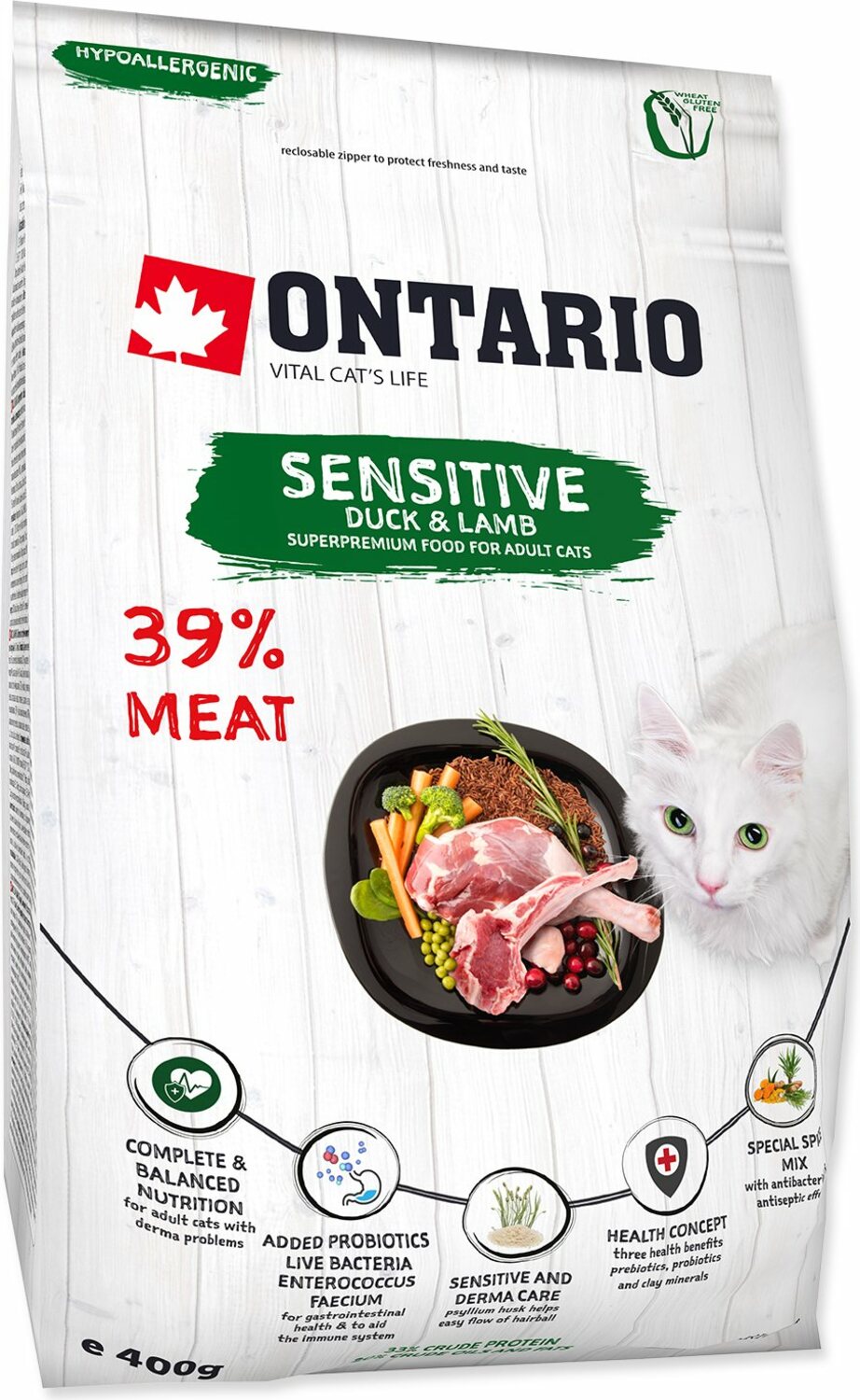 Krmivo Ontario Cat sensitive/Derma 0,4kg
