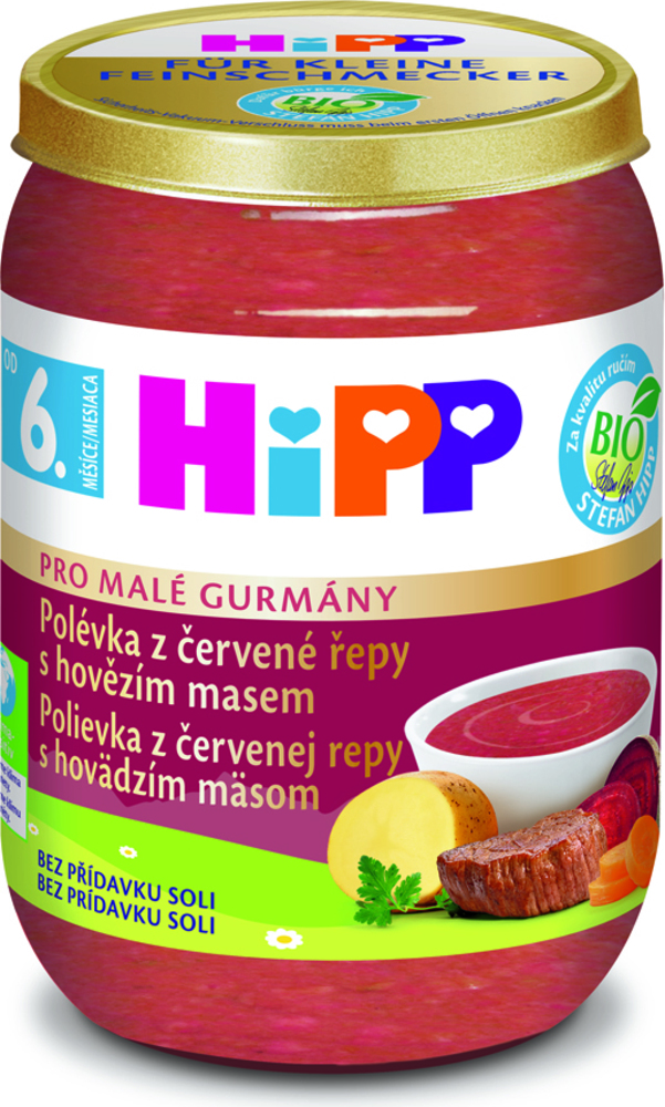 HiPP BIO Polévka z červené řepy s hovězím masem od 6. měsíce, 190 g