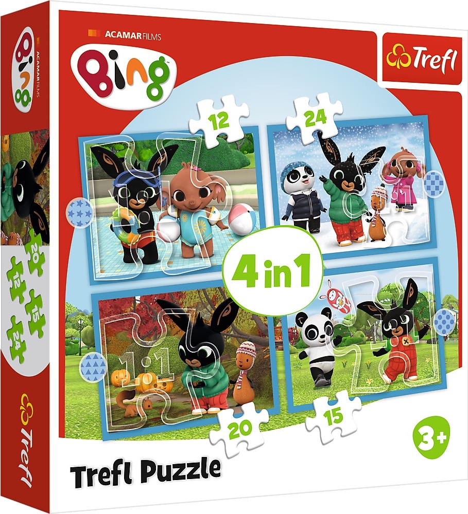 Trefl Puzzle 4v1 - Šťastný Bing / Acamar Films Bing