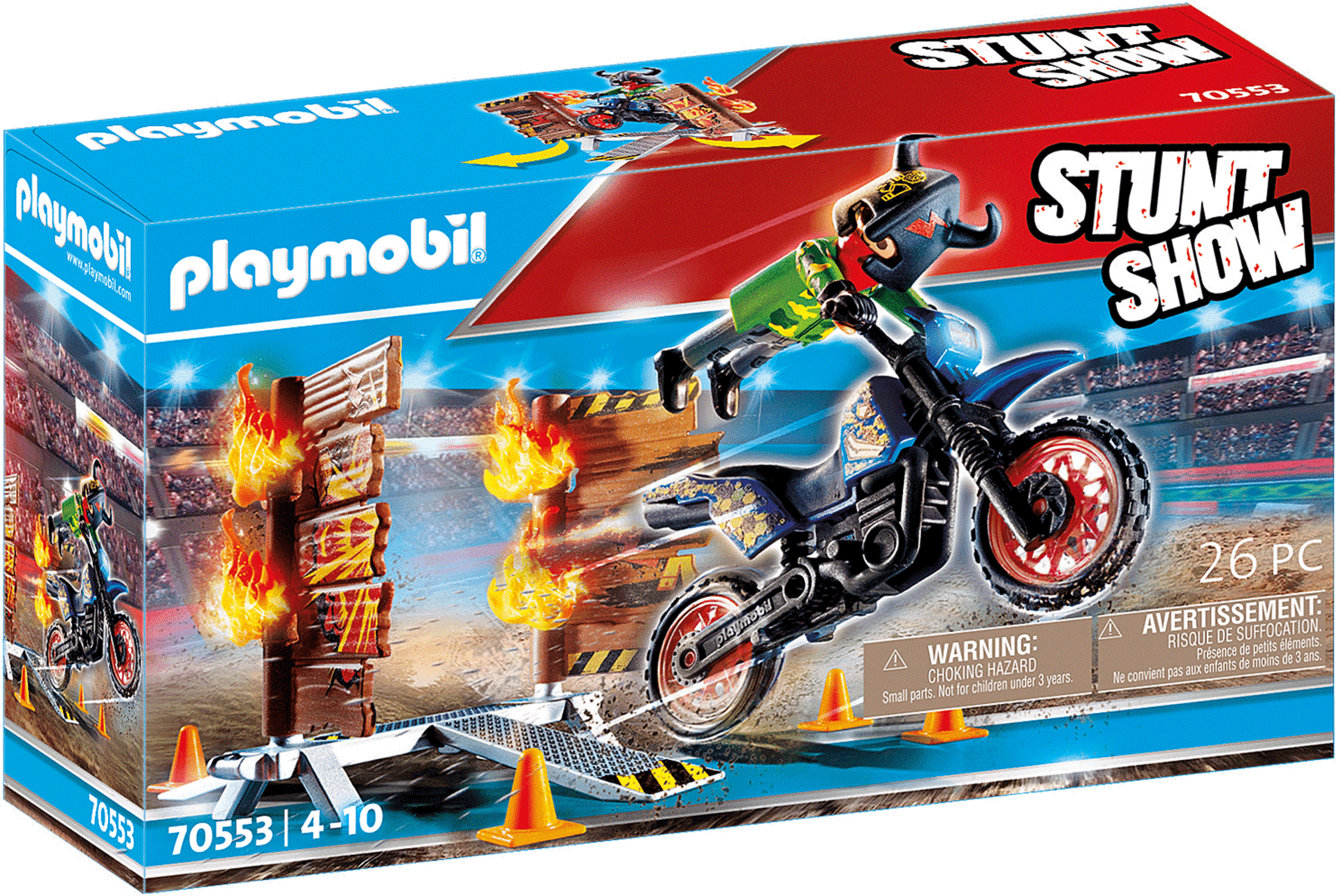 PLAYMOBIL Stuntshow 70553 Kaskadérska show Motorka s ohnivou stenou